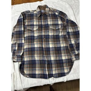 Vintage 70s -80 Pendleton Board Shirt Mens Plaid Woodcutter 100% Wool USA Large